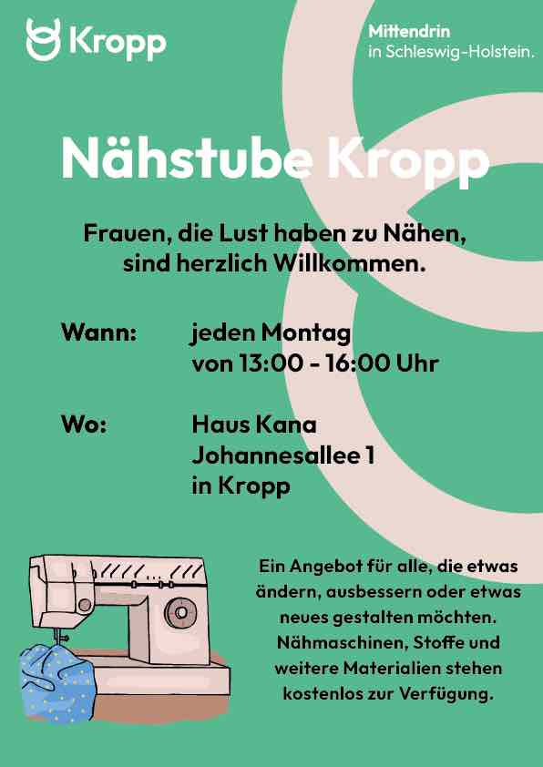 Nähstube Kropp - jeden Montag im Haus Kana